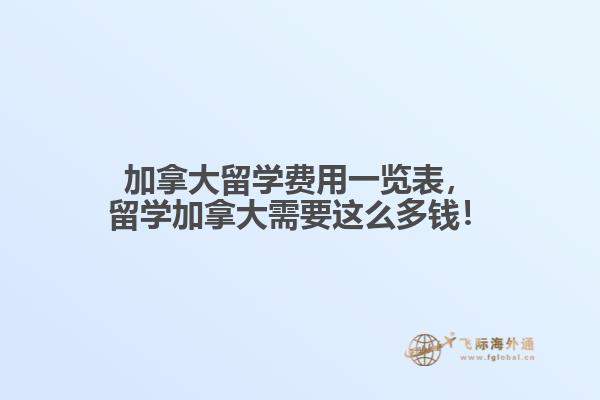 加拿大留学费用一览表，留学加拿大需要这么多钱！