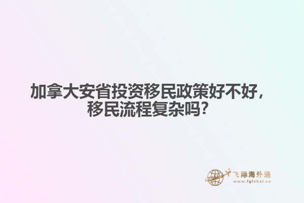 加拿大安省投资移民政策好不好，移民流程复杂吗？