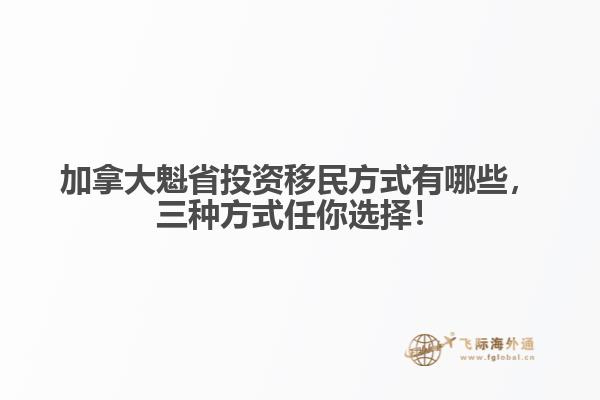 加拿大魁省投资移民方式有哪些，三种方式任你选择！