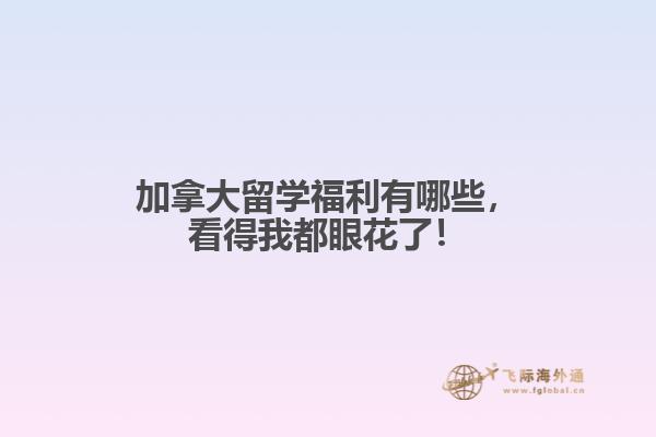加拿大留学福利有哪些，看得我都眼花了！  