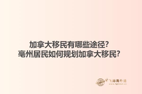 加拿大移民有哪些途径？亳州居民如何规划加拿大移民？1.jpg
