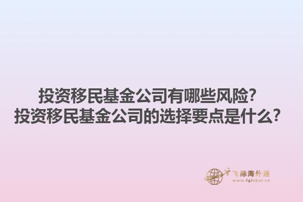 投资移民基金公司有哪些风险？投资移民基金公司的选择要点是什么？1.jpg