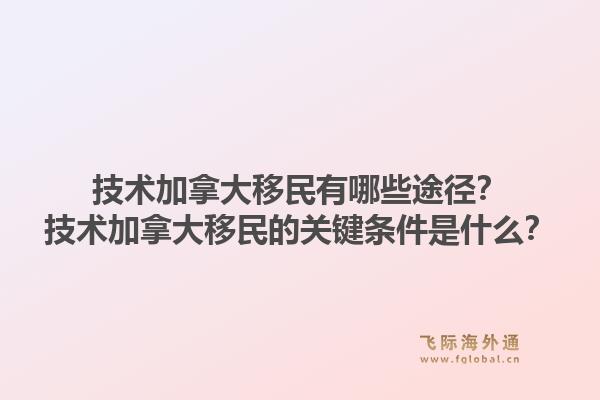 技术加拿大移民有哪些途径？技术加拿大移民的关键条件是什么？1.jpg