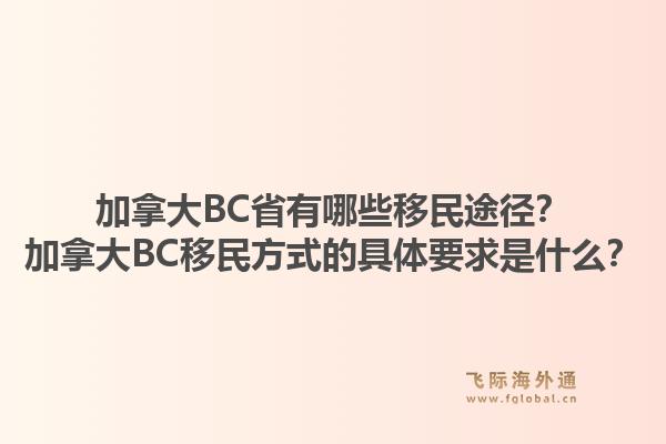加拿大BC省有哪些移民途径?加拿大BC移民方式的具体要求是什么?