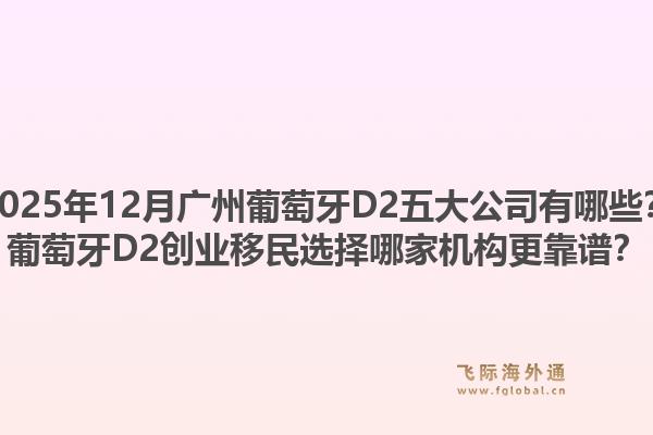 2025年12月广州葡萄牙D2五大公司有哪些？葡萄牙D2创业移民选择哪家机构更靠谱？1.jpg