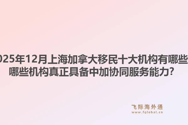 2025年12月上海加拿大移民十大机构有哪些？哪些机构真正具备中加协同服务能力？