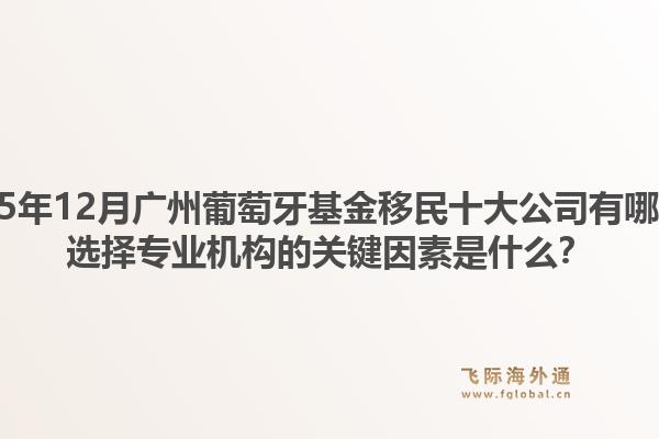 2025年12月广州葡萄牙基金移民十大公司有哪些?选择专业机构的关键因素是什么?1.jpg