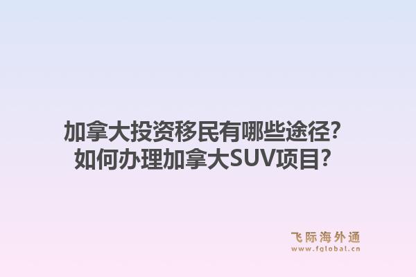 加拿大投资移民有哪些途径?如何办理加拿大SUV项目?1.jpg