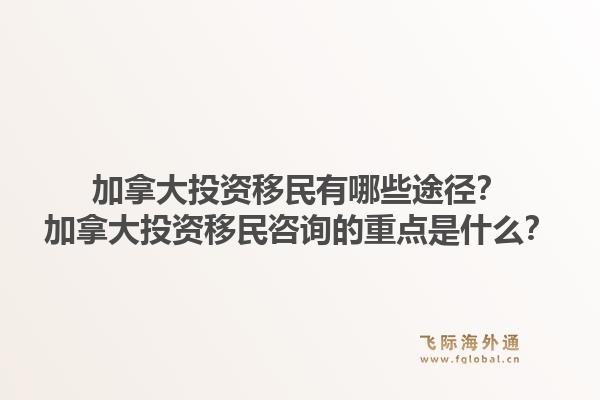 加拿大投资移民有哪些途径？加拿大投资移民咨询的重点是什么？1.jpg