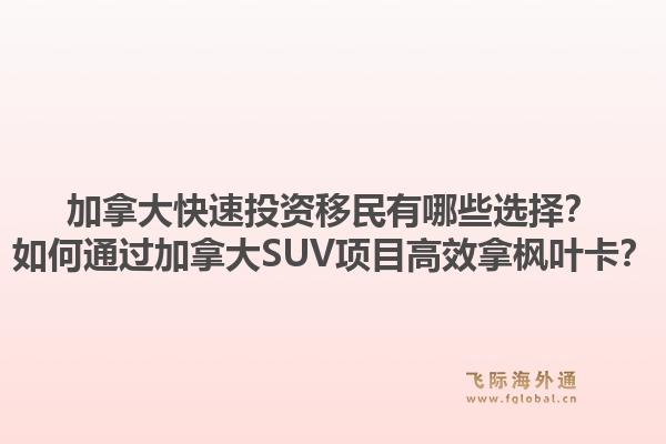 加拿大快速投资移民有哪些选择？如何通过加拿大SUV项目高效拿枫叶卡？1.jpg