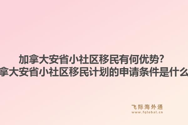 加拿大安省小社区移民有何优势？加拿大安省小社区移民计划的申请条件是什么？
