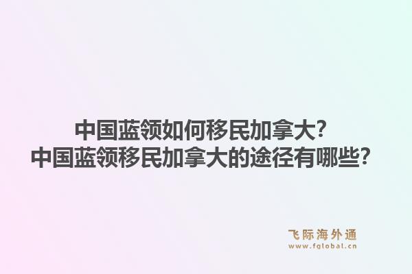 中国蓝领如何移民加拿大?中国蓝领移民加拿大的途径有哪些?1.jpg