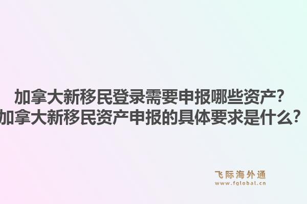 加拿大新移民登录需要申报哪些资产？加拿大新移民资产申报的具体要求是什么？