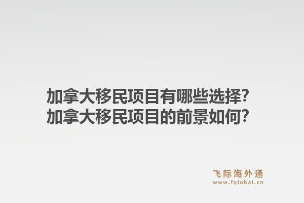 加拿大移民项目有哪些选择？加拿大移民项目的前景如何？