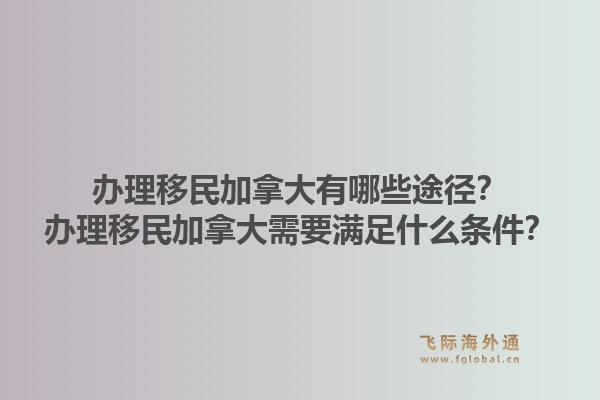 办理移民加拿大有哪些途径？办理移民加拿大需要满足什么条件？1.jpg