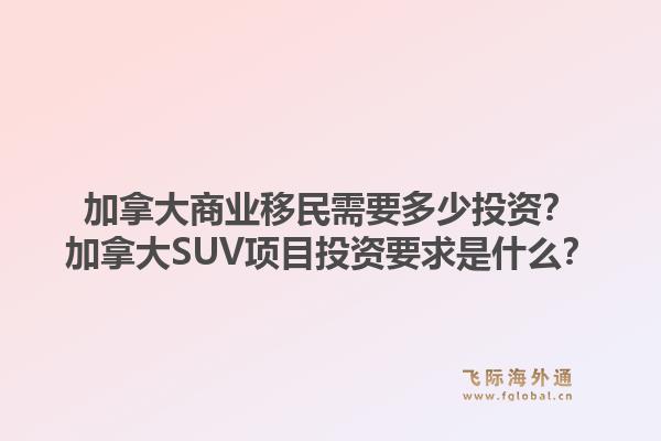 加拿大商业移民需要多少投资？加拿大SUV项目投资要求是什么？