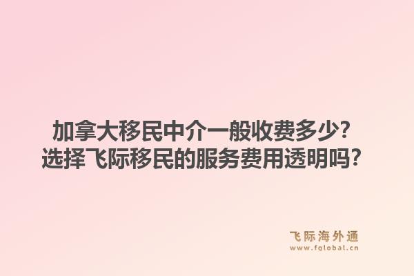 加拿大移民中介一般收费多少？选择飞际移民的服务费用透明吗？
