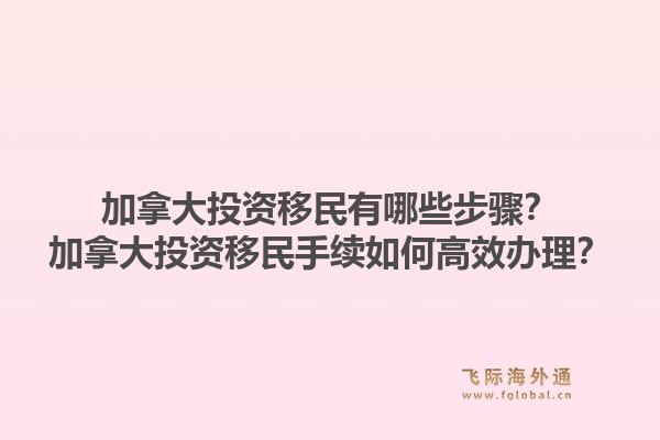 加拿大投资移民有哪些步骤？加拿大投资移民手续如何高效办理？
