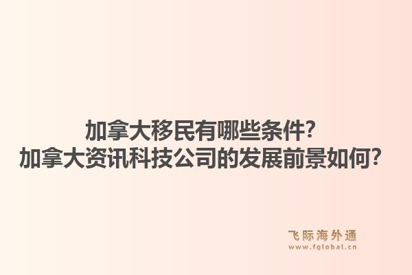 加拿大移民有哪些条件？加拿大资讯科技公司的发展前景如何？