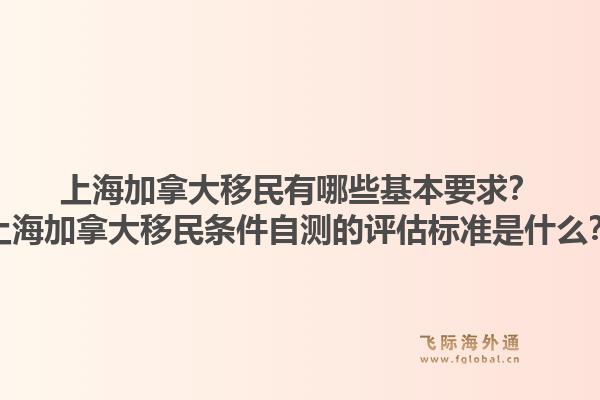上海加拿大移民有哪些基本要求？上海加拿大移民条件自测的评估标准是什么？