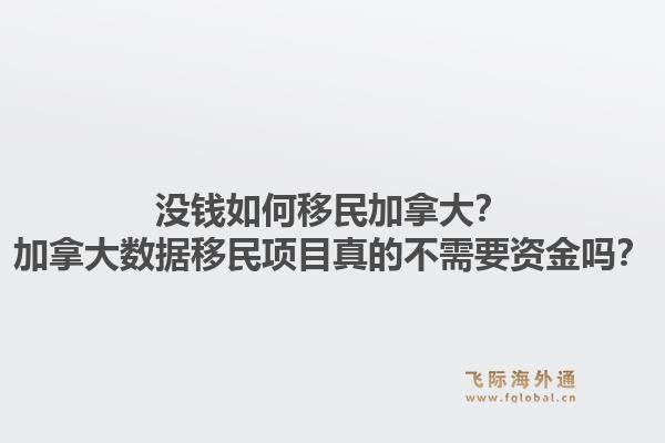 没钱如何移民加拿大？加拿大数据移民项目真的不需要资金吗？