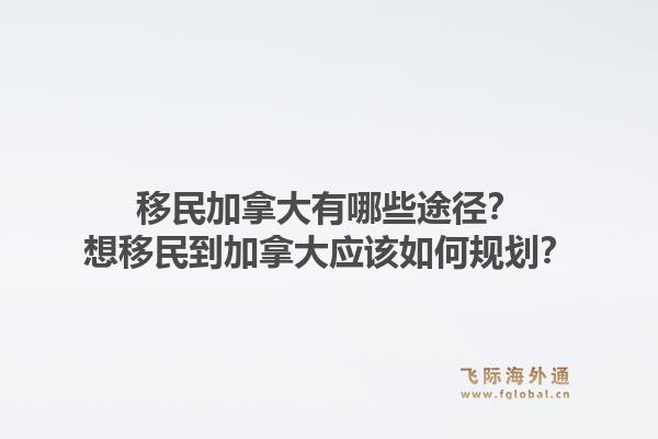 移民加拿大有哪些途径？想移民到加拿大应该如何规划？